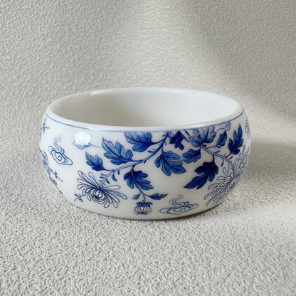 Blue Floral Wide Bangle