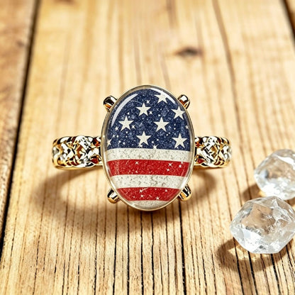 Stars and Stripes Oval Ring