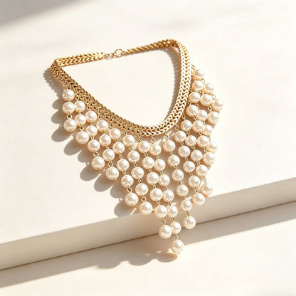Layered Pearl Statement Necklace