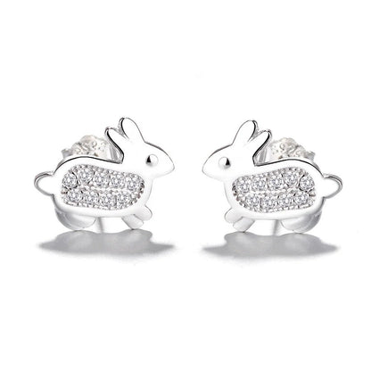 Crystal Cat Silhouette Stud Earrings