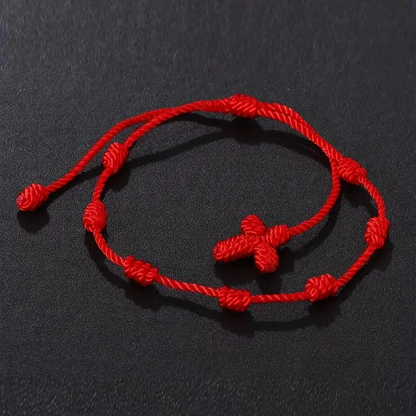 Braided Red Cross Anklet