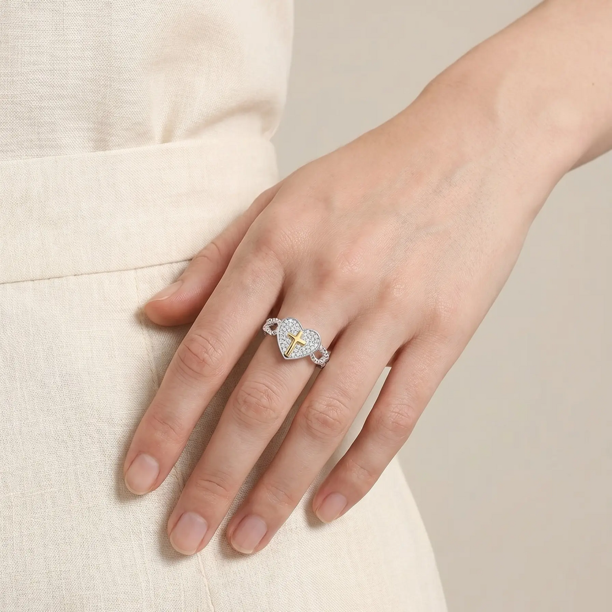 Cross Heart Ring