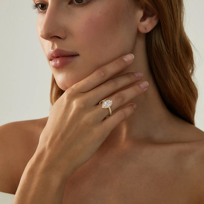 Marquise Cut Halo Ring