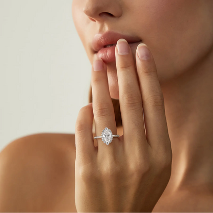 Marquise Cut Halo Ring