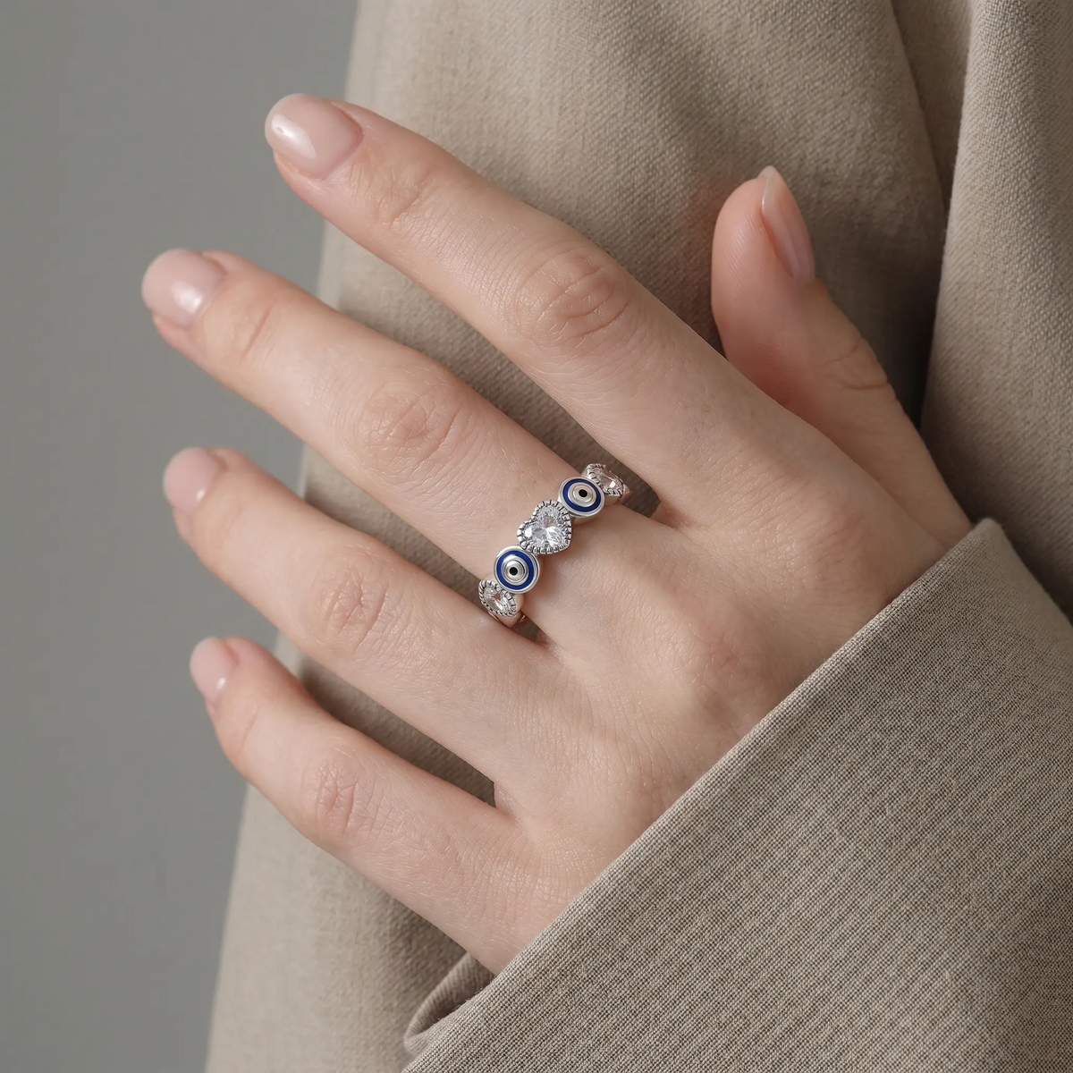 Evil Eye Heart Statement Ring