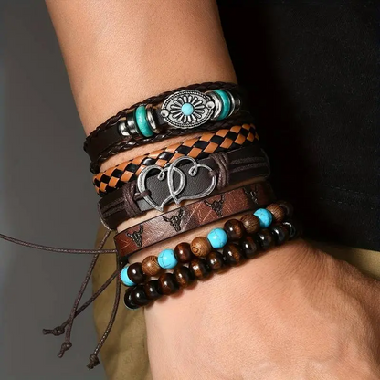 24pc Retro Turquoise Bracelet Set