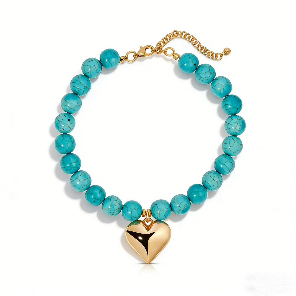 Turquoise Golden Heart Necklace