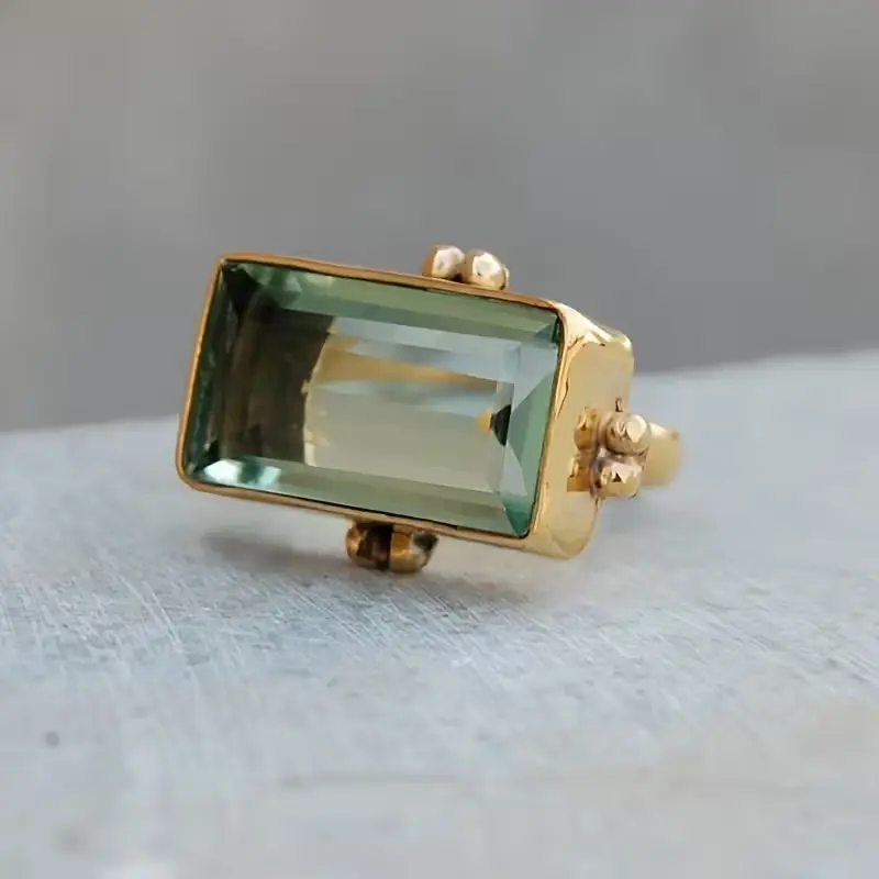 Hammered Emerald Cut Ring