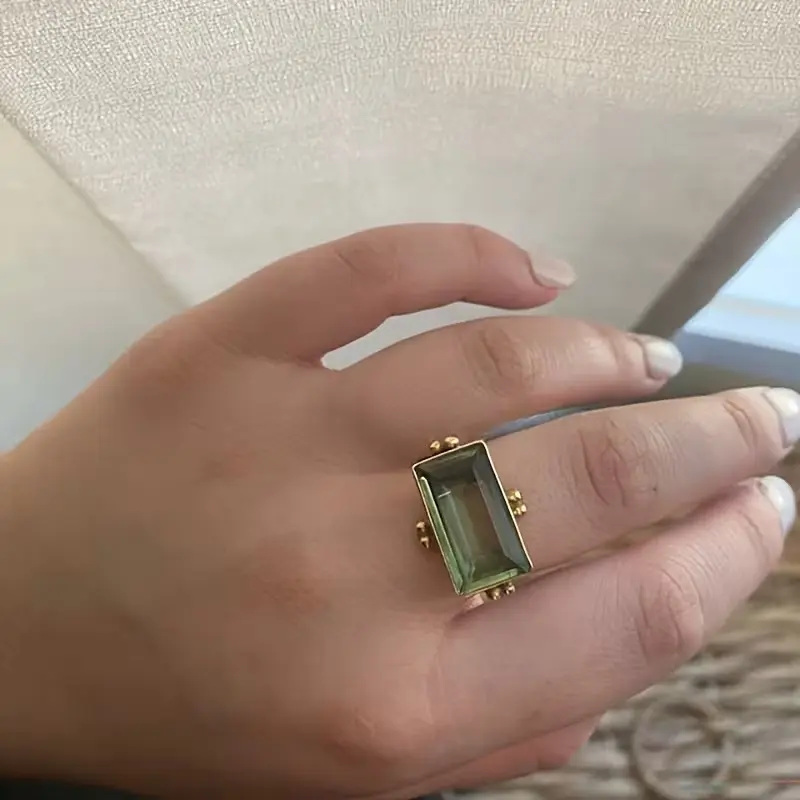 Hammered Emerald Cut Ring