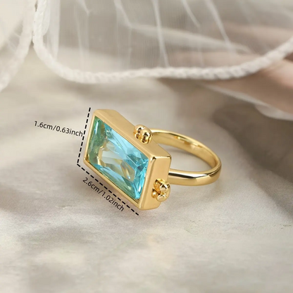 Hammered Emerald Cut Ring
