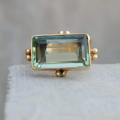 Hammered Emerald Cut Ring