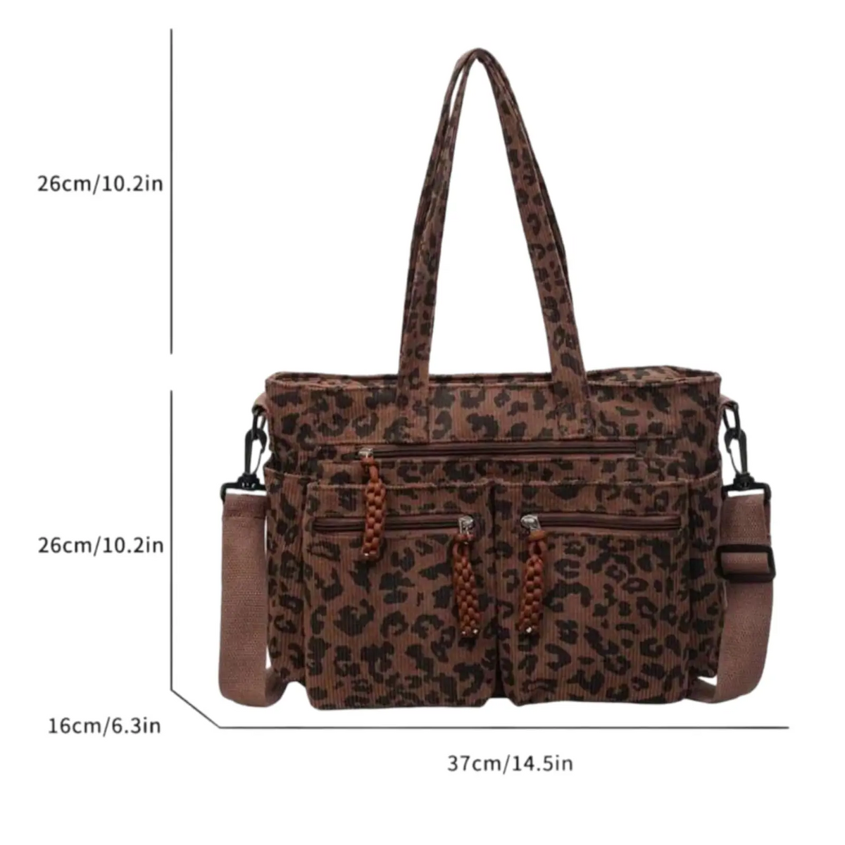 Leopard Print Corduroy Tote Bag