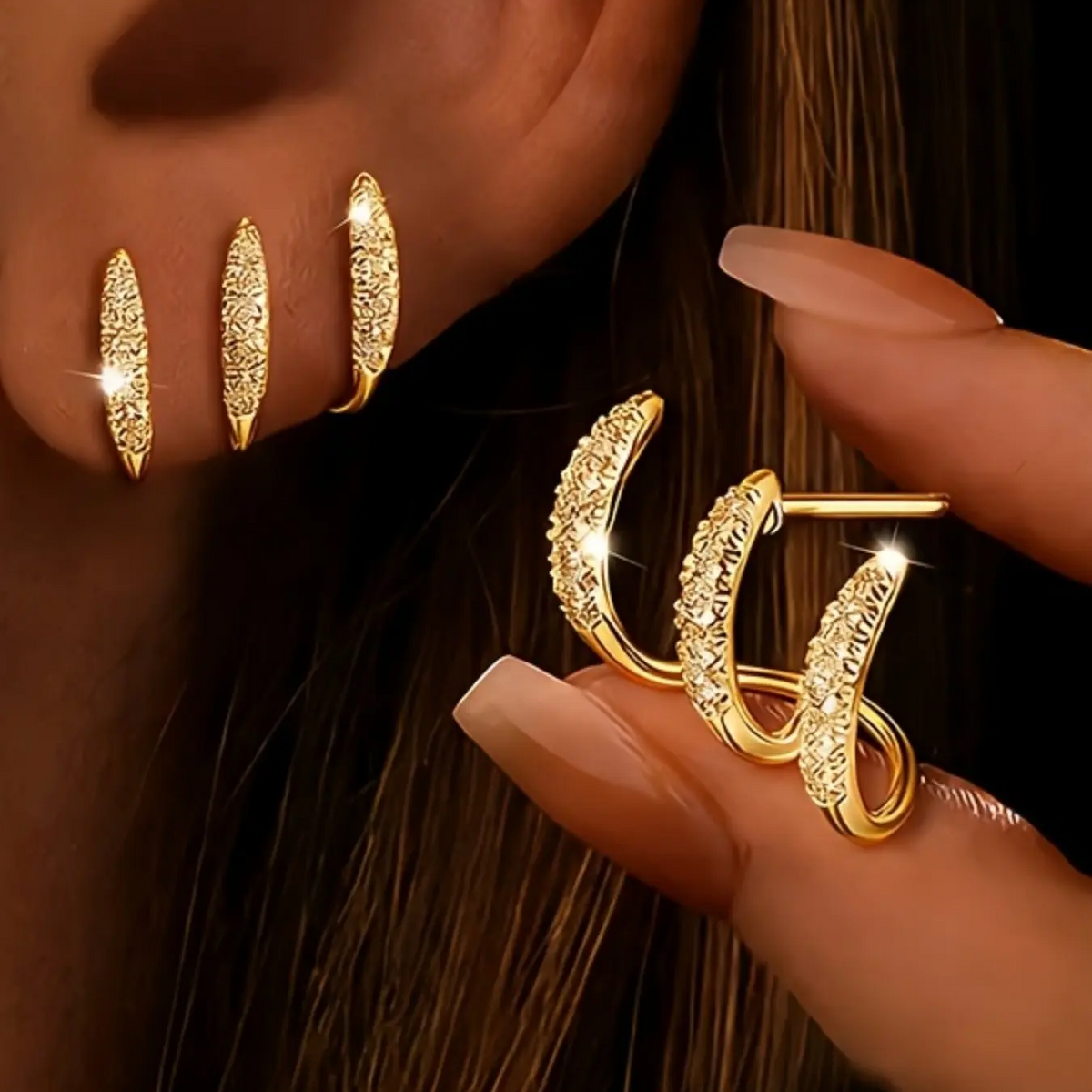 Three Pronged Arc Earrings