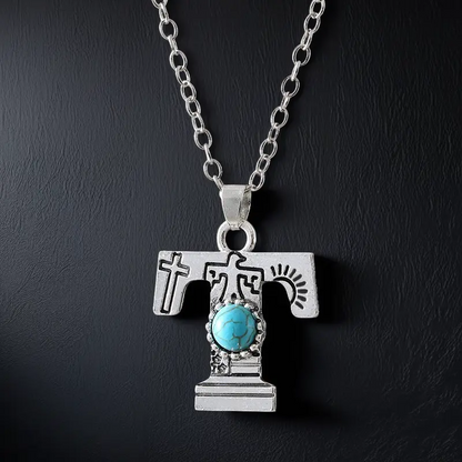 Boho Turquoise Accented Letter Initial Necklace