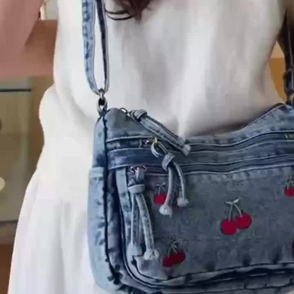 Cherry Denim Bag
