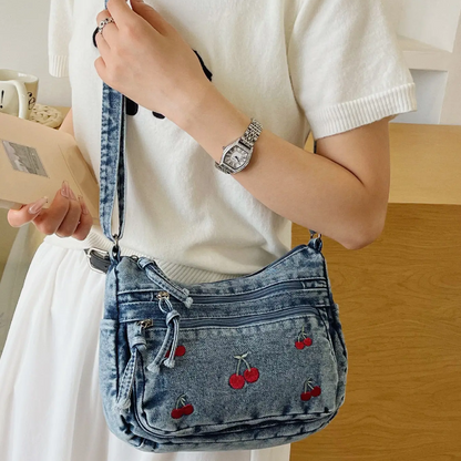 Cherry Denim Bag