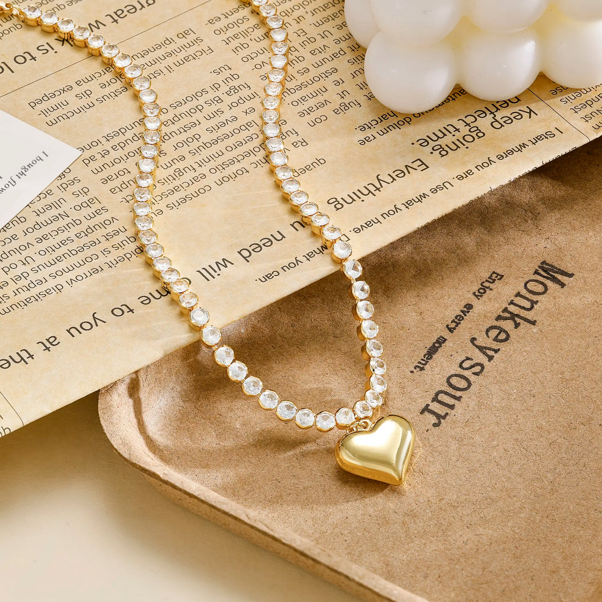 Chubby Heart Diamond Chain Necklace