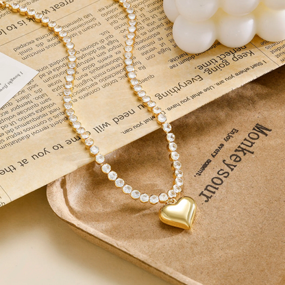 Chubby Heart Diamond Chain Necklace