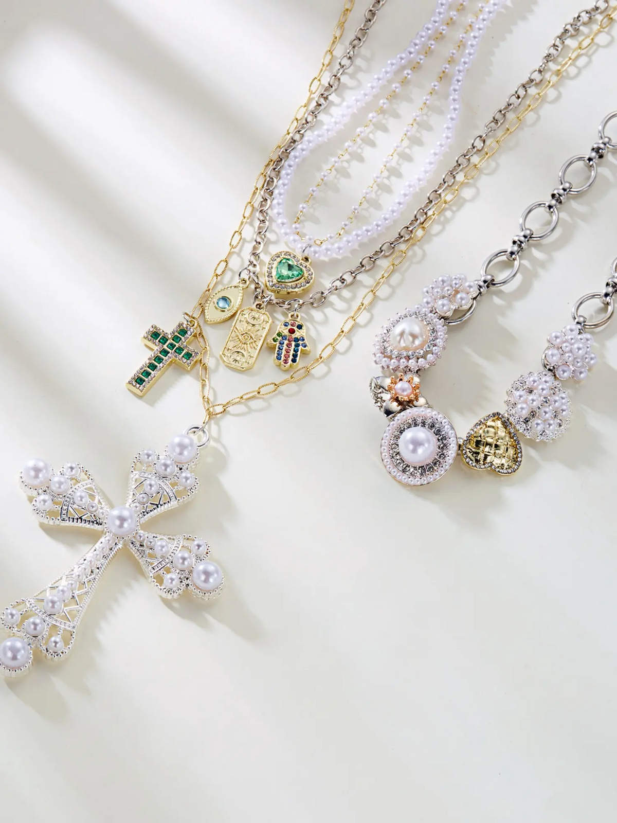 5pc Punk Pearl Necklace Set