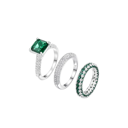 3pc Emerald Green Rings