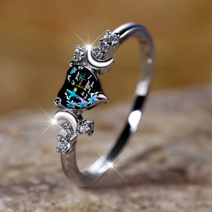 Cross Flower Crescent Moon Statement Ring