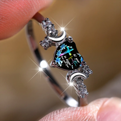 Cross Flower Crescent Moon Statement Ring