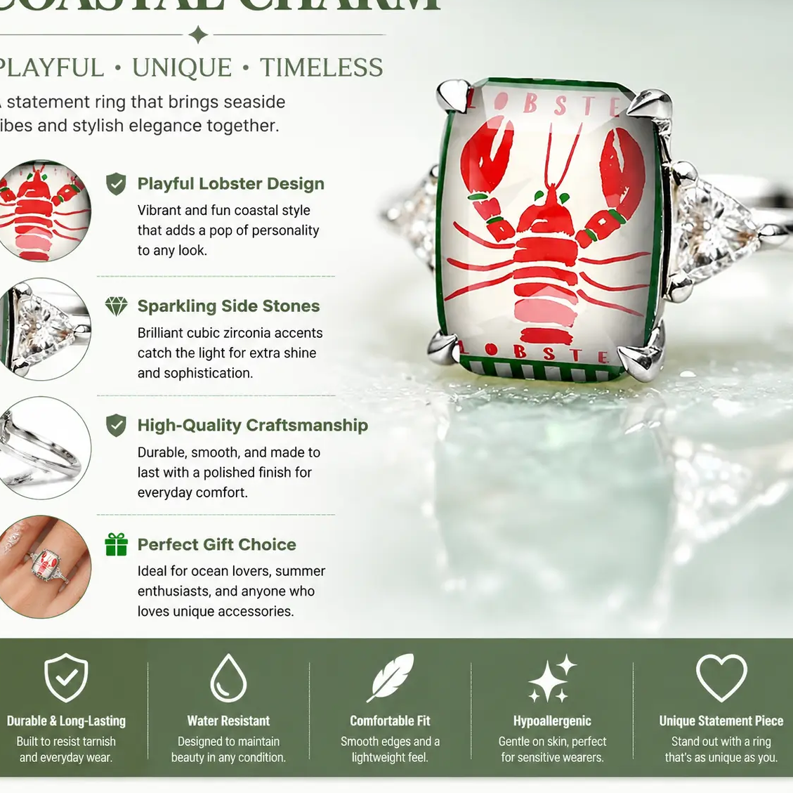 Red Lobster Statement Ring