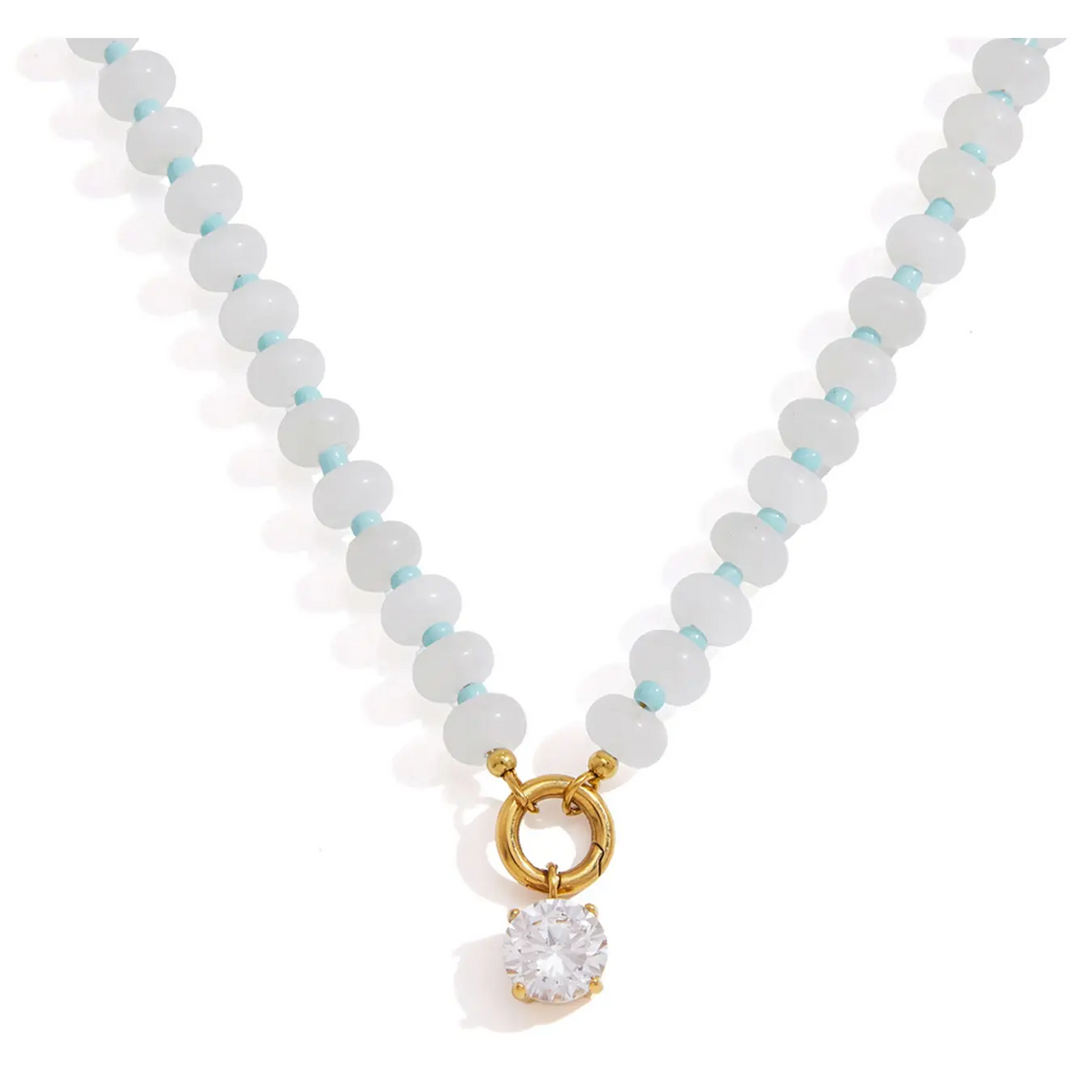 Natural Stone Zircon Pendant Necklace