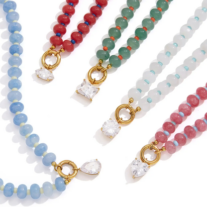 Natural Stone Zircon Pendant Necklace