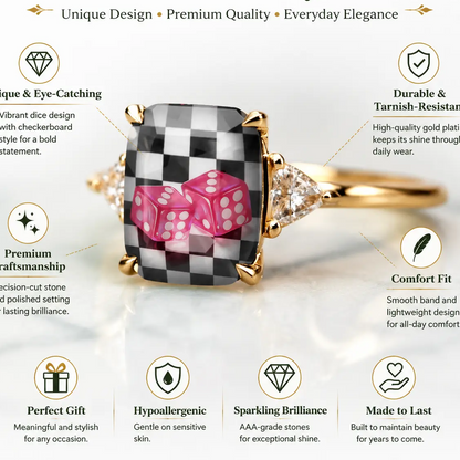 Dice Checkerboard Statement Ring