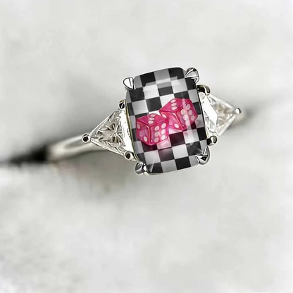 Dice Checkerboard Statement Ring