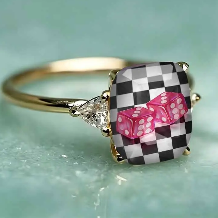 Dice Checkerboard Statement Ring