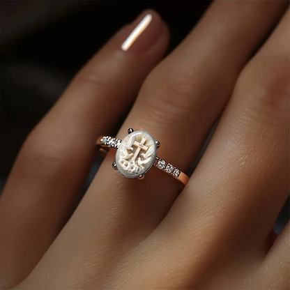 Holy Cross Dove Oval Ring