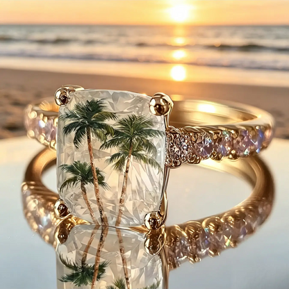 Coconut Tree Square Ring