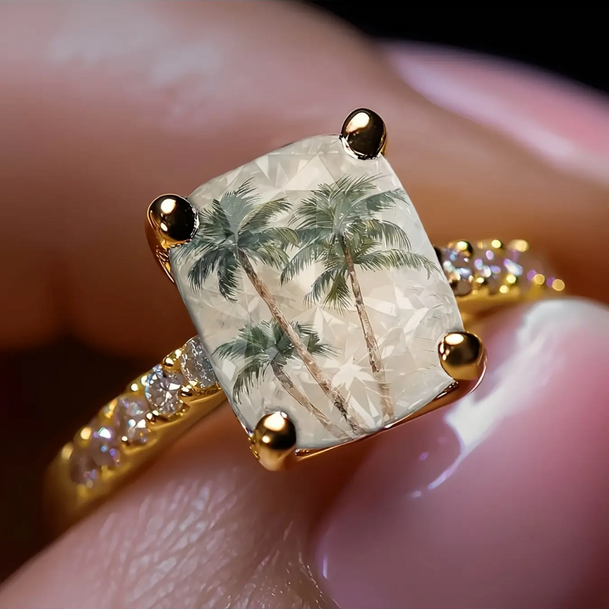 Coconut Tree Square Ring