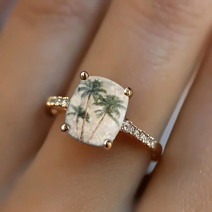 Coconut Tree Square Ring