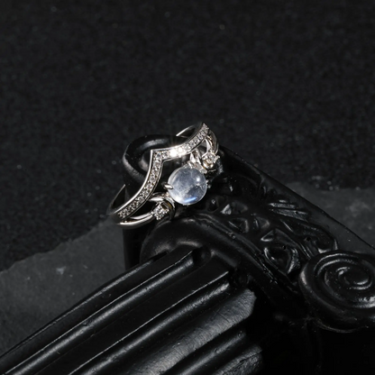 Triple Moon Moonstone Ring