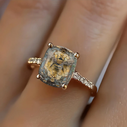 Honeycomb Bee Square Ring