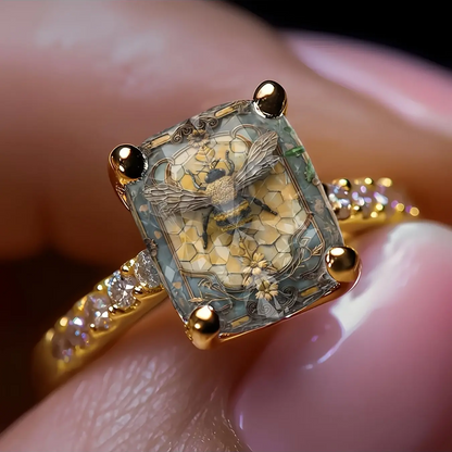 Honeycomb Bee Square Ring