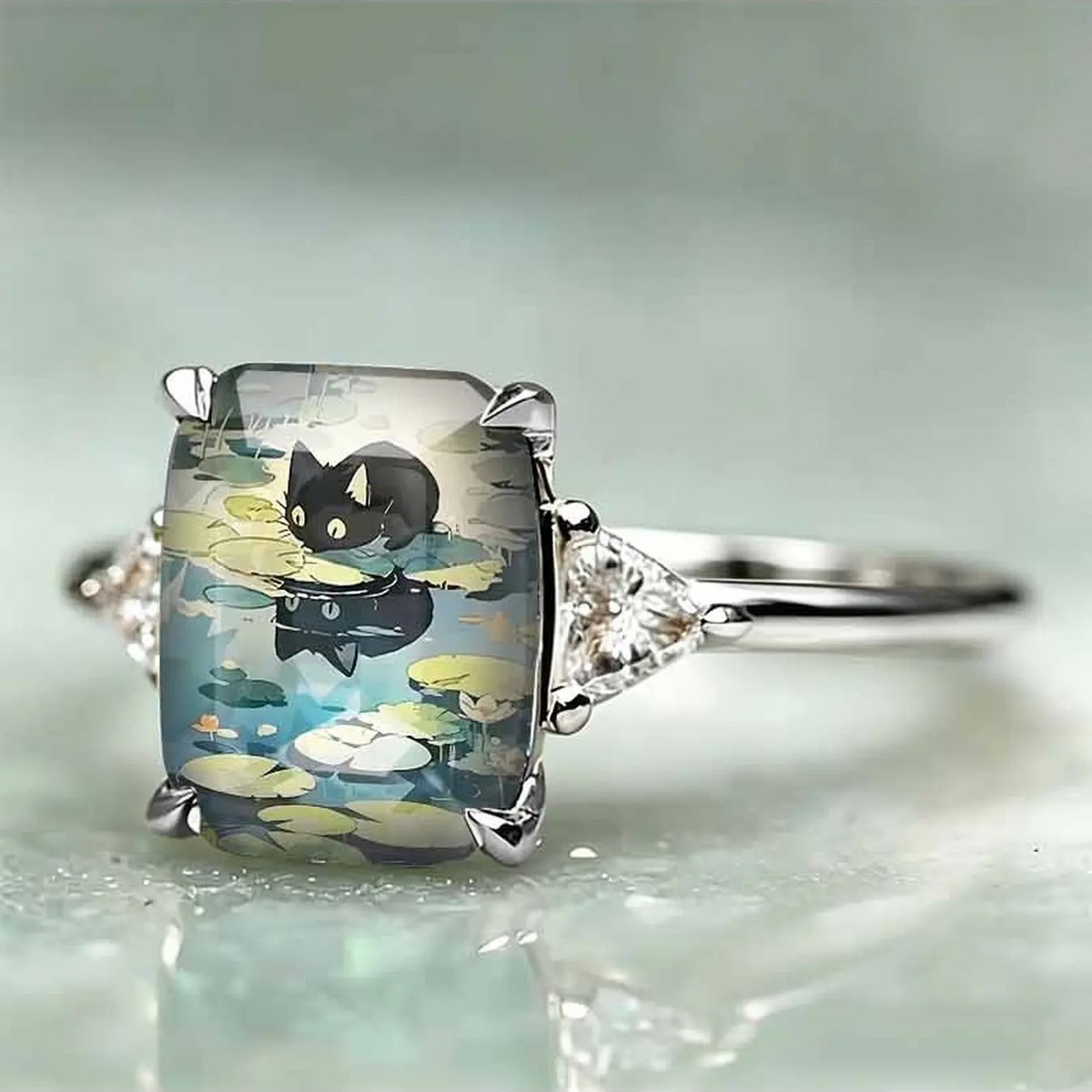 Pond Cat Statement Ring