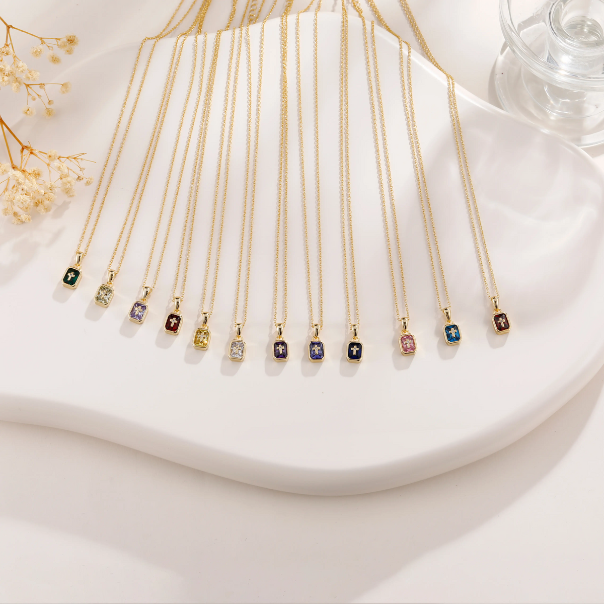 Cross Birthstone Necklace