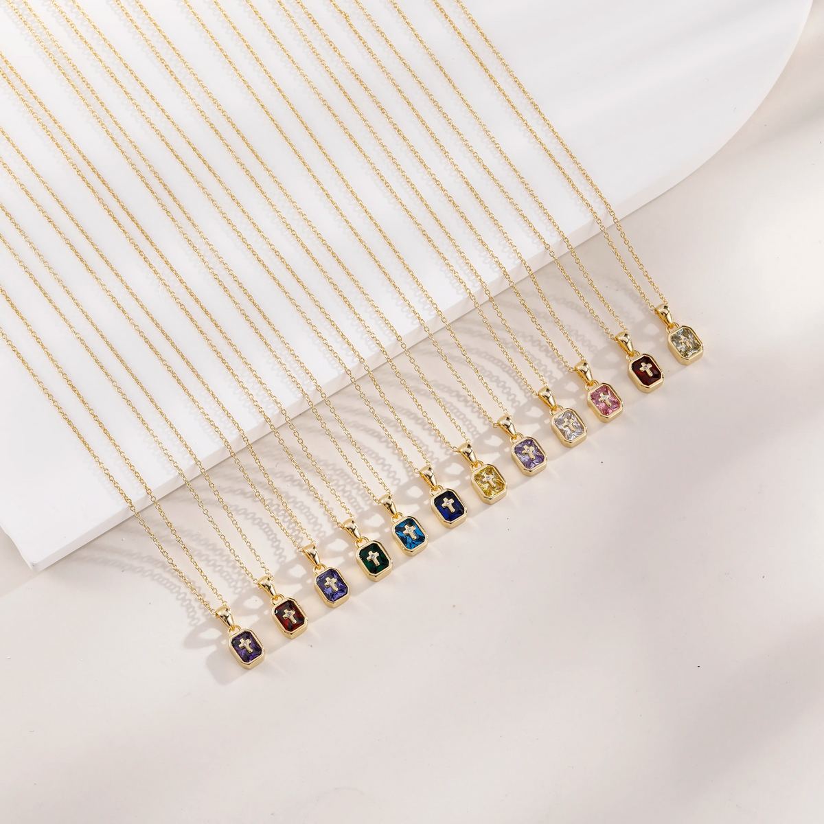 Cross Birthstone Necklace