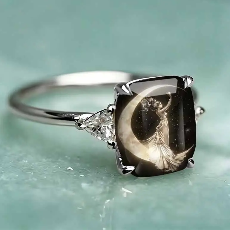 Moon Goddess Statement Ring