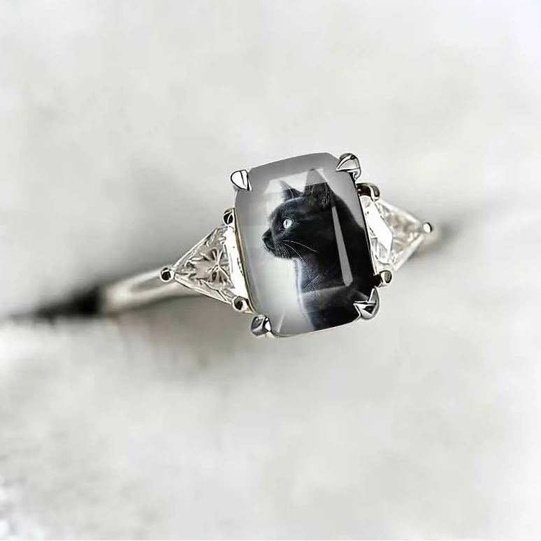 Pondering Black Cat Statement Ring