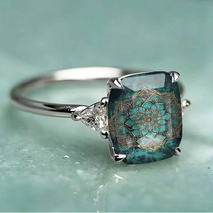 Square Mandala Statement Ring