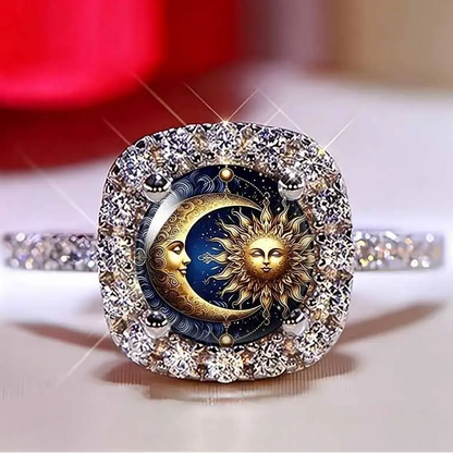 Celestial Sun Moon Pave Ring