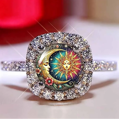 Celestial Sun Moon Pave Ring