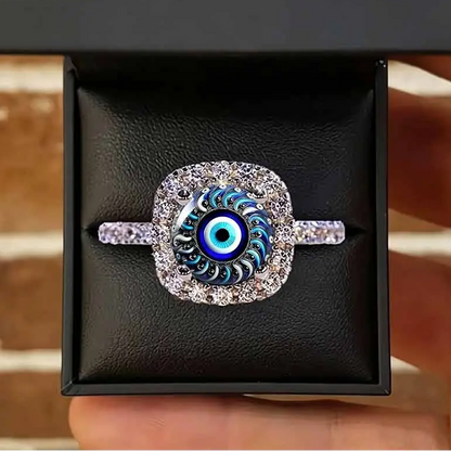 Evil Eye Swirl Pave Ring