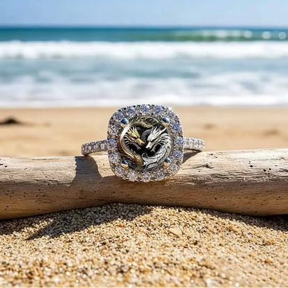 Double Dragon Pave Ring