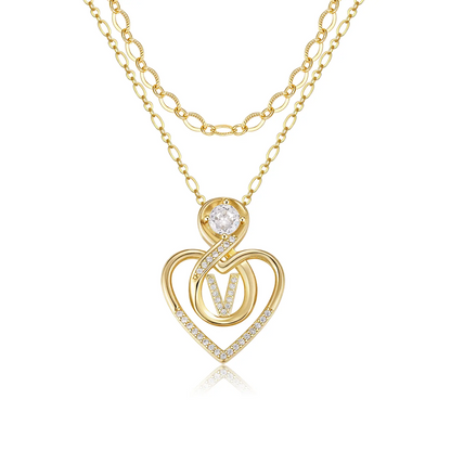 2pc 14k Initial Infinity Heart Necklace Set